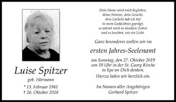 Anzeige von Luise spitzer von Westfälische Nachrichten