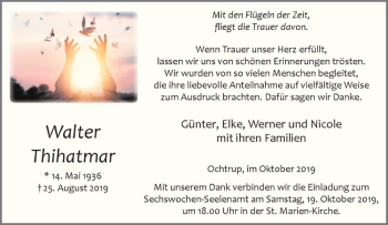 Anzeige von Walter Thihatmar von Westfälische Nachrichten