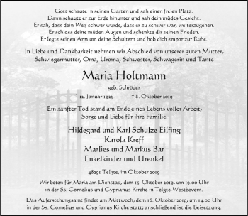 Anzeige von Maria Holtmann von Westfälische Nachrichten
