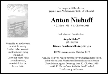 Anzeige von Anton Niehoff von Westfälische Nachrichten