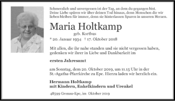 Anzeige von Maria Holtkamp von Westfälische Nachrichten