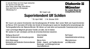 Anzeige von Ulf Schlien von Westfälische Nachrichten