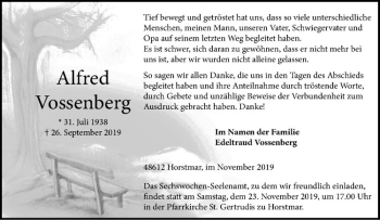 Anzeige von Alfred Vossenberg von Westfälische Nachrichten