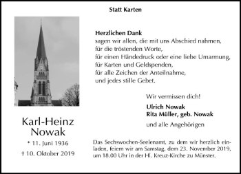 Anzeige von Karl-Heinz Nowak von Westfälische Nachrichten