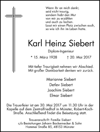 Anzeige von Marianne Siebert von Westfälische Nachrichten