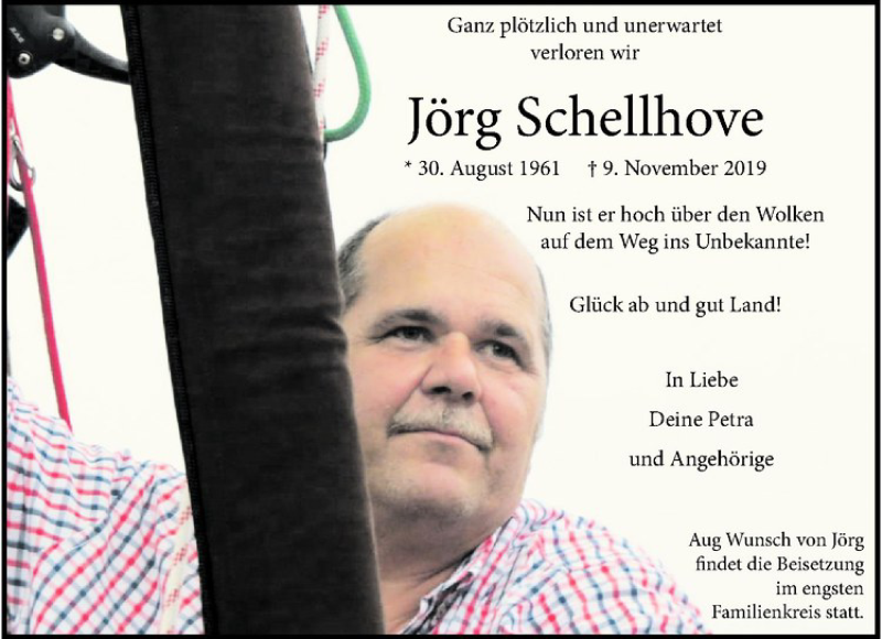  Traueranzeige für Jörg Schellhove vom 16.11.2019 aus Westfälische Nachrichten