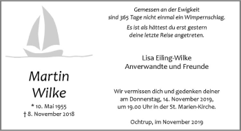 Anzeige von Martin Wilke von Westfälische Nachrichten