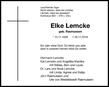 Anzeige von Elke Lemcke von Westfälische Nachrichten
