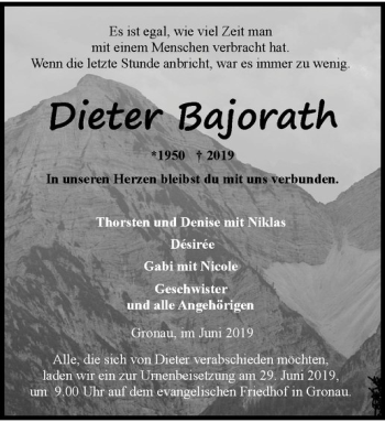 Anzeige von Dieter Bajorath von Westfälische Nachrichten