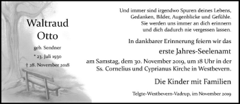 Anzeige von Waltraud Otto von Westfälische Nachrichten