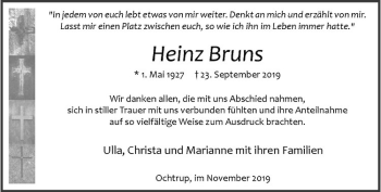 Anzeige von Heinz Bruns von Westfälische Nachrichten