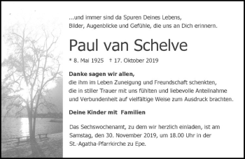 Anzeige von Paul van Schelve von Westfälische Nachrichten