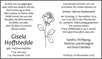 Anzeige von Franz Hoffstedde von Westfälische Nachrichten