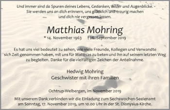 Anzeige von Matthias Mohring von Westfälische Nachrichten