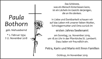 Anzeige von Paula Bothorn von Westfälische Nachrichten