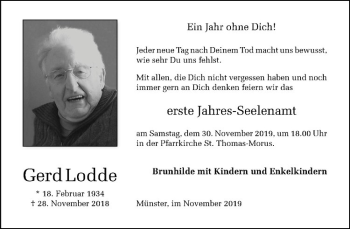 Anzeige von Gerd Lodde von Westfälische Nachrichten