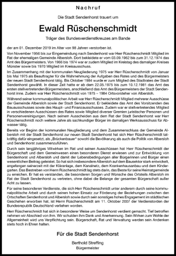 Anzeige von Ewald Rüschenschmidt von Westfälische Nachrichten