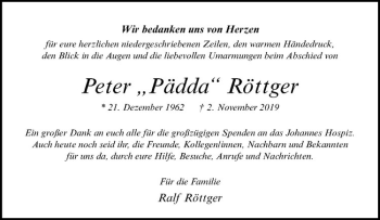 Anzeige von Peter Röttger von Westfälische Nachrichten