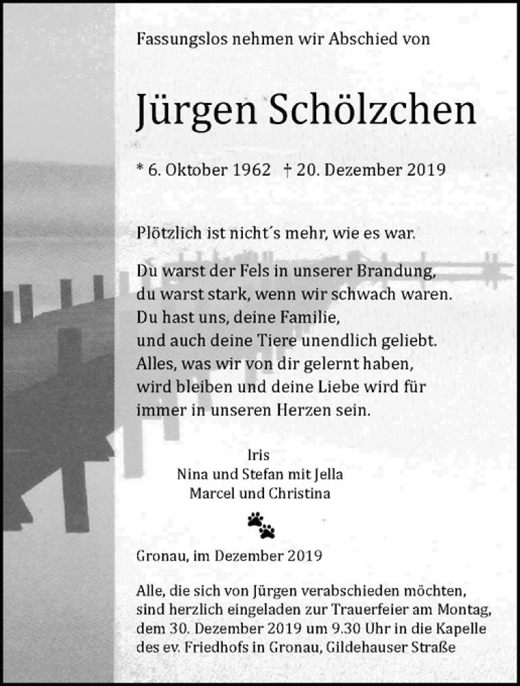 Traueranzeige für Jürgen Schölzchen vom 28.12.2019 aus Westfälische Nachrichten