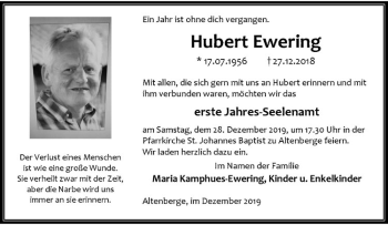 Anzeige von Hubert Ewering von Westfälische Nachrichten