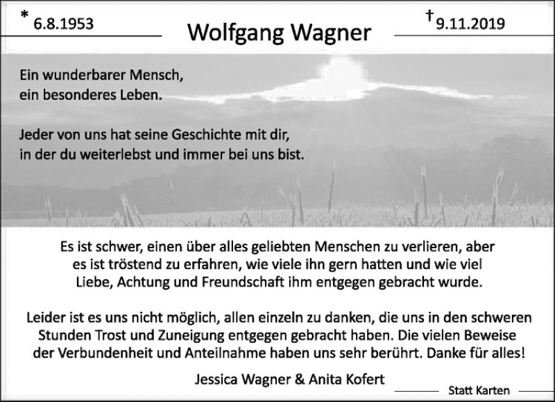  Traueranzeige für Wofgang Wagner vom 07.12.2019 aus Westfälische Nachrichten