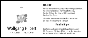 Anzeige von Wolfgang Hilpert von Westfälische Nachrichten