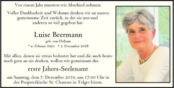 Anzeige von Luise Beermann von Westfälische Nachrichten