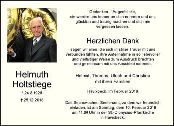 Anzeige von Helmuth Holtstiege von Westfälische Nachrichten