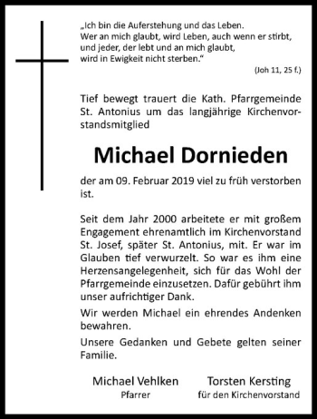 Anzeige von Michael Dornieden von Westfälische Nachrichten