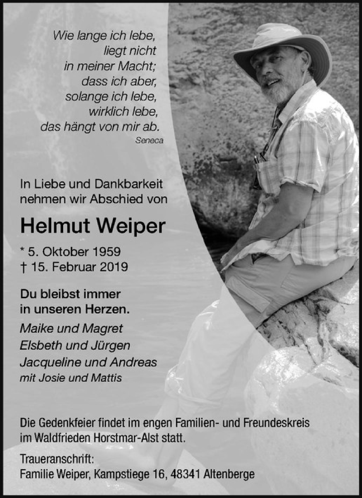  Traueranzeige für Helmut Weiper vom 23.02.2019 aus Westfälische Nachrichten