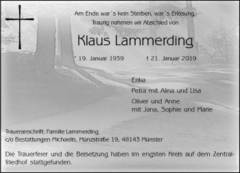 Anzeige von Klaus Lammerding von Westfälische Nachrichten