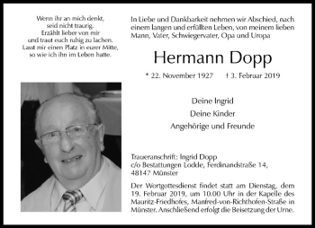 Anzeige von Hermann Dopp von Westfälische Nachrichten