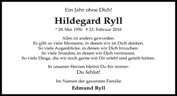 Anzeige von Hildegard Ryll von Westfälische Nachrichten