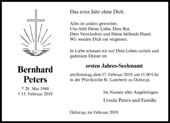 Anzeige von Bernhard Peters von Westfälische Nachrichten