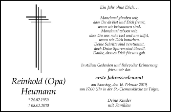 Anzeige von Reinhold Heumann von Westfälische Nachrichten