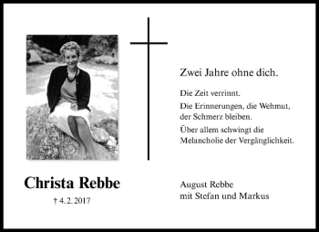 Anzeige von Christa Rebbe von Westfälische Nachrichten