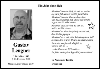Anzeige von Gustav Leugner von Westfälische Nachrichten