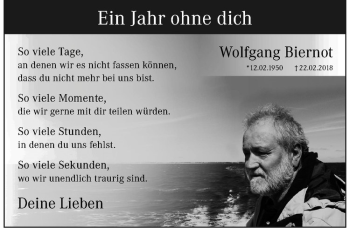 Anzeige von Wolfgang Biernot von Westfälische Nachrichten