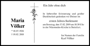 Anzeige von Maria Völker von Westfälische Nachrichten