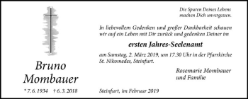 Anzeige von Bruno Mombauer von Westfälische Nachrichten