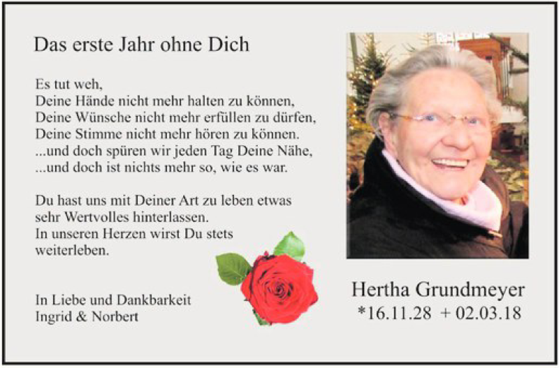  Traueranzeige für Heinrich Grundmeyer vom 02.03.2019 aus Westfälische Nachrichten