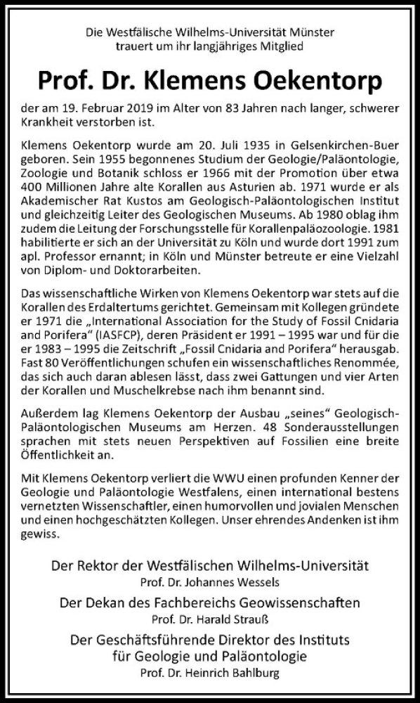  Traueranzeige für Klemens Oekentorp vom 02.03.2019 aus Westfälische Nachrichten