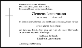 Anzeige von Clemens Leutermann von Westfälische Nachrichten