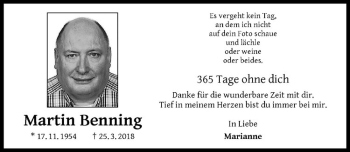 Anzeige von Martin Benning von Westfälische Nachrichten