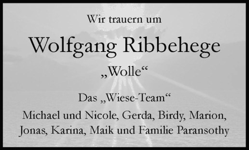  Traueranzeige für Wolfgang Ribbehege vom 09.03.2019 aus Westfälische Nachrichten