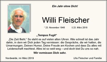 Anzeige von Willi Fleischer von Westfälische Nachrichten