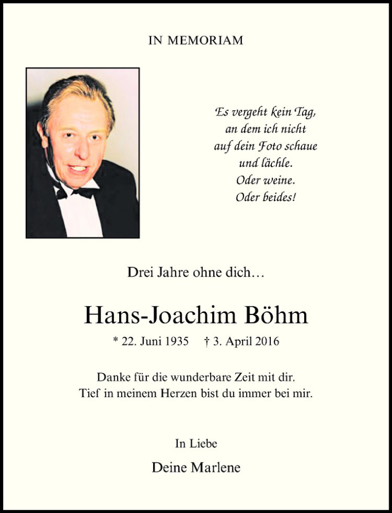 Traueranzeige für Hans-Joachim Böhm vom 23.03.2019 aus Westfälische Nachrichten
