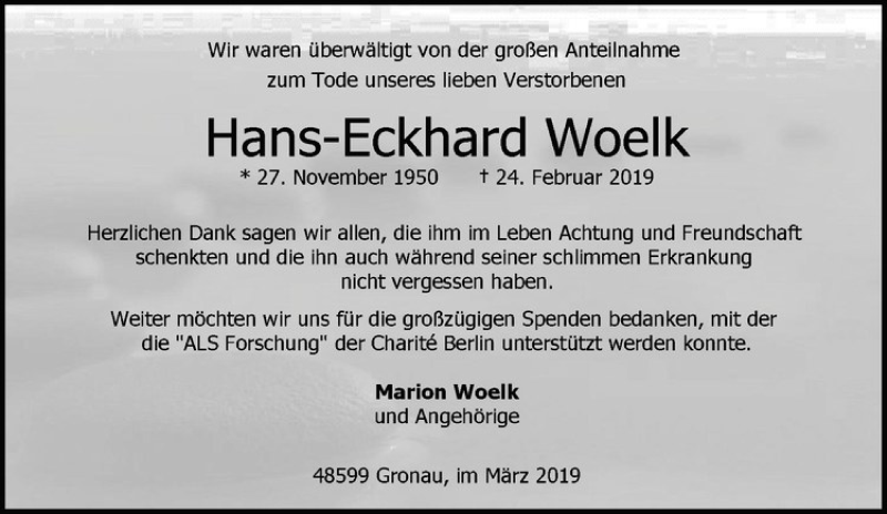  Traueranzeige für Hans-Eckhard Woelk vom 30.03.2019 aus Westfälische Nachrichten