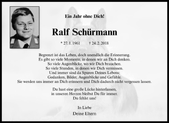 Anzeige von Ralf Schürmann von Westfälische Nachrichten