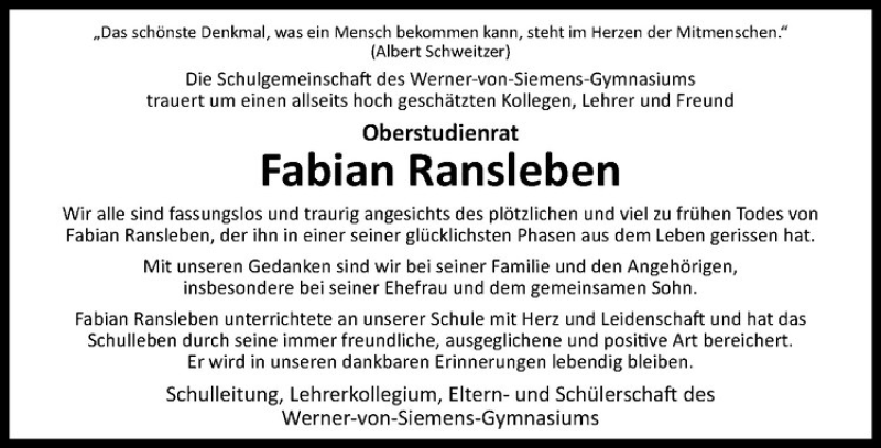  Traueranzeige für Fabian Ransleben vom 15.03.2019 aus Westfälische Nachrichten